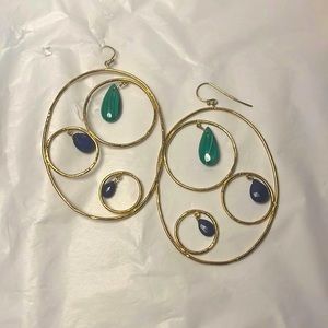 Archive Alexis Bittar XL 14K gold plated circle earrings w/ semiprecious stones